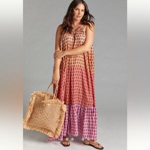Anthropologie Flounced Maxi Lounge Dress
